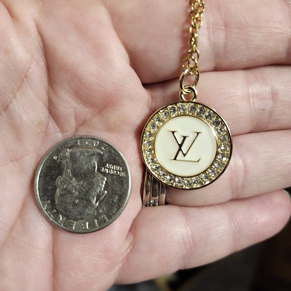 Authentic Louis Vuitton Gold and Cream Charm With Upcycled Chain #41 - Picture 3 of 4